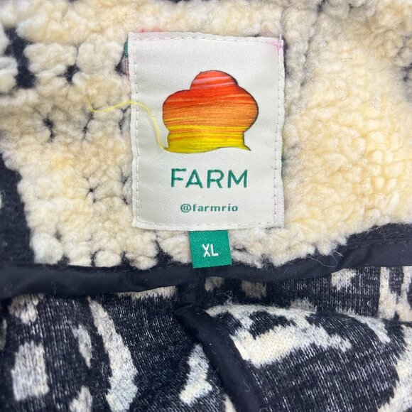 NWOT Farm Rio Midnight Leo Long Cardigan Wool Blend Coat Size XL Black Cream - Picture 11 of 14